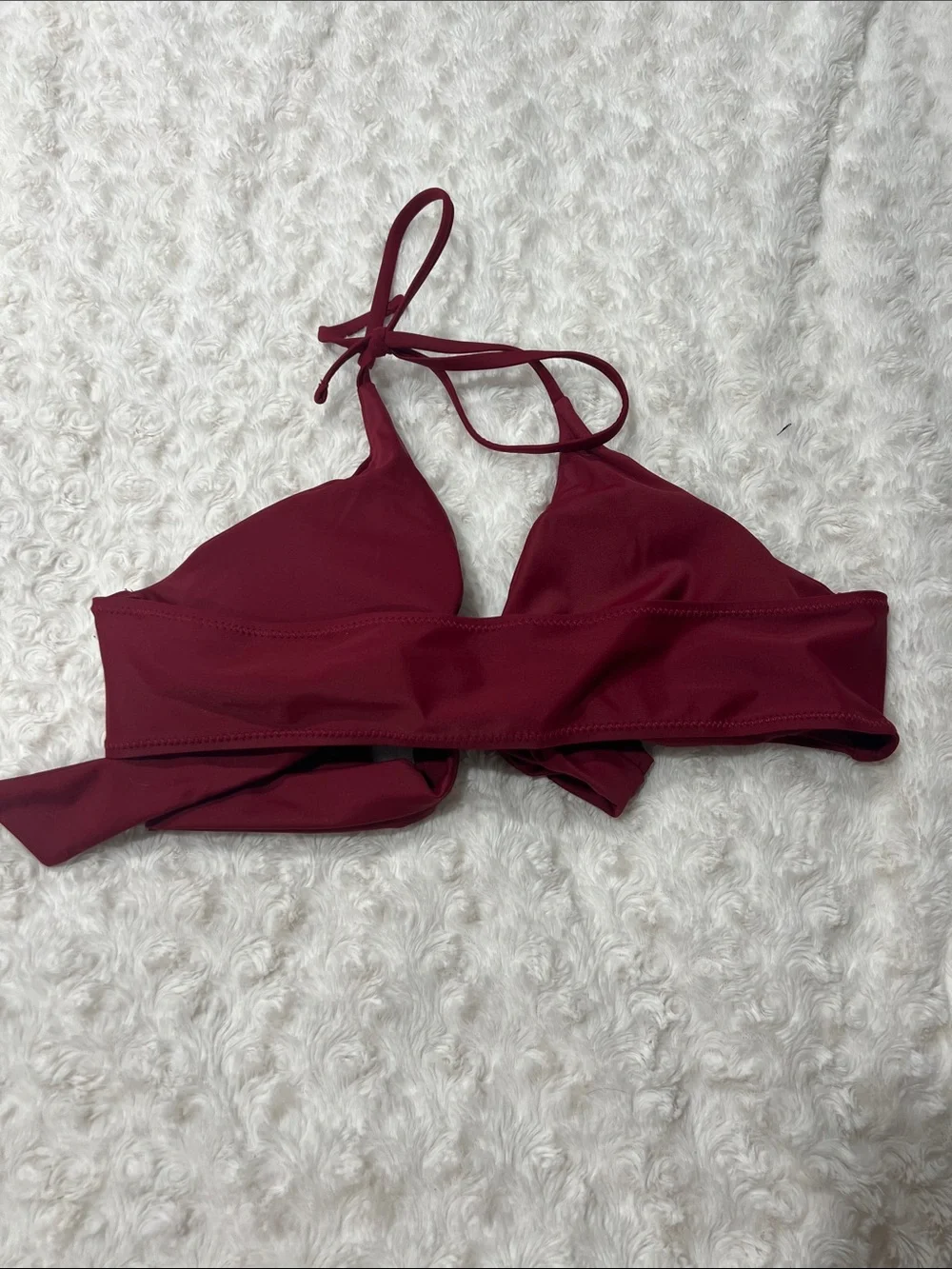 Wine Red Tie-Front Bikini Top